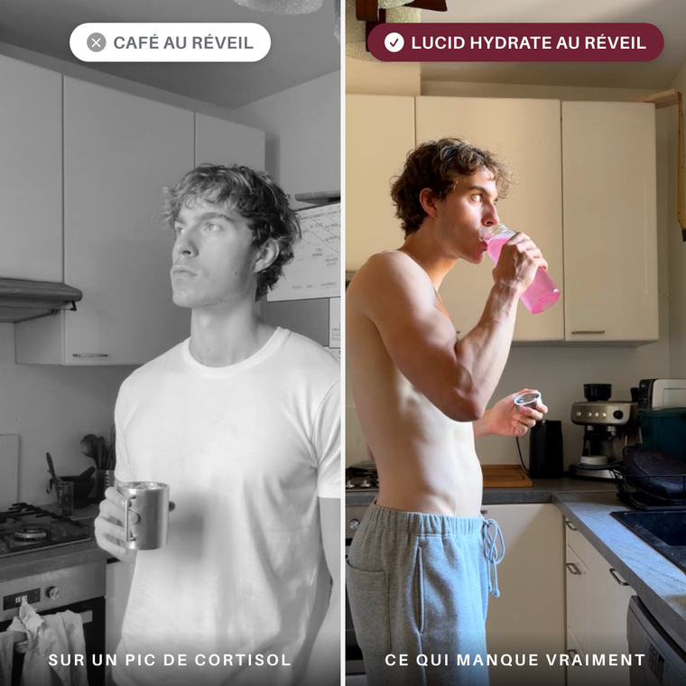 Café au réveil contre Lucid Hydrate au réveil