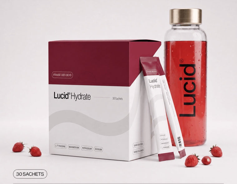 Boîte Lucid Hydrate et bouteille en verre